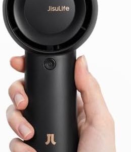 JISULIFE Portable Handheld Turbo Fan [18H Max Cooling Time], 6000mAh USB Rechargeable Personal Battery Operated Lash Small Pocket Fan with 5 Speeds for Travel/Outdoor/Vacation/Concerts- Black : Electronics