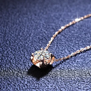Rose Gold Brilliant Cut 1 Carat Top Quality Diamond Test Past Moissanite Pendant Necklace Silver 925 Original Gemstone Chain