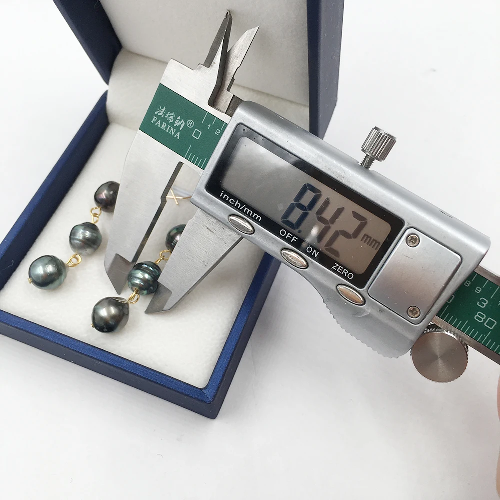 Nature Tahitian Sea Salt Pearl Earring,fashion 14K Gold Filled Drop Earrings for Wedding 8-10 mm Baroque Pearl - Image 5