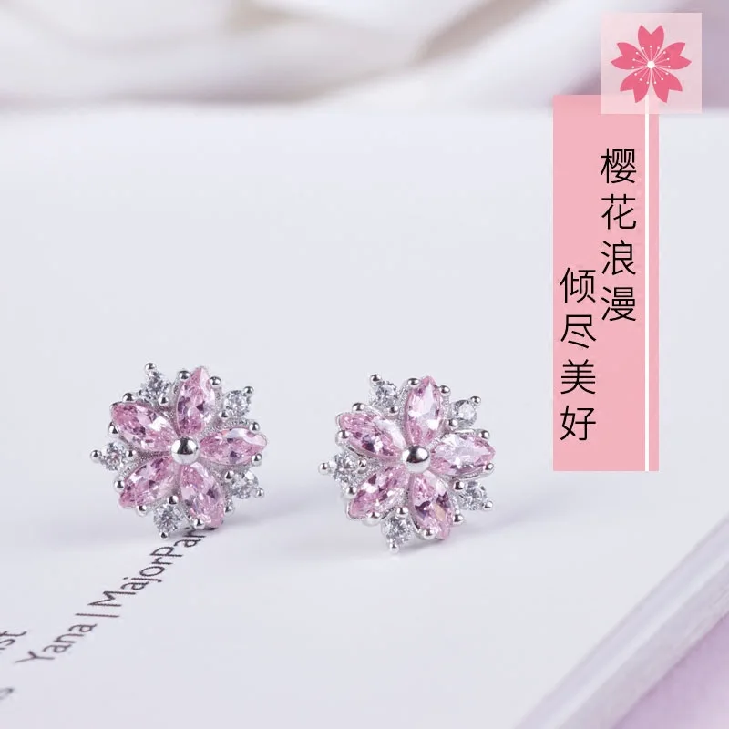 New Hot Fashion 925 Sterling Silver Crystal Flower Earring for Women Fashion Jewelry - Image 2