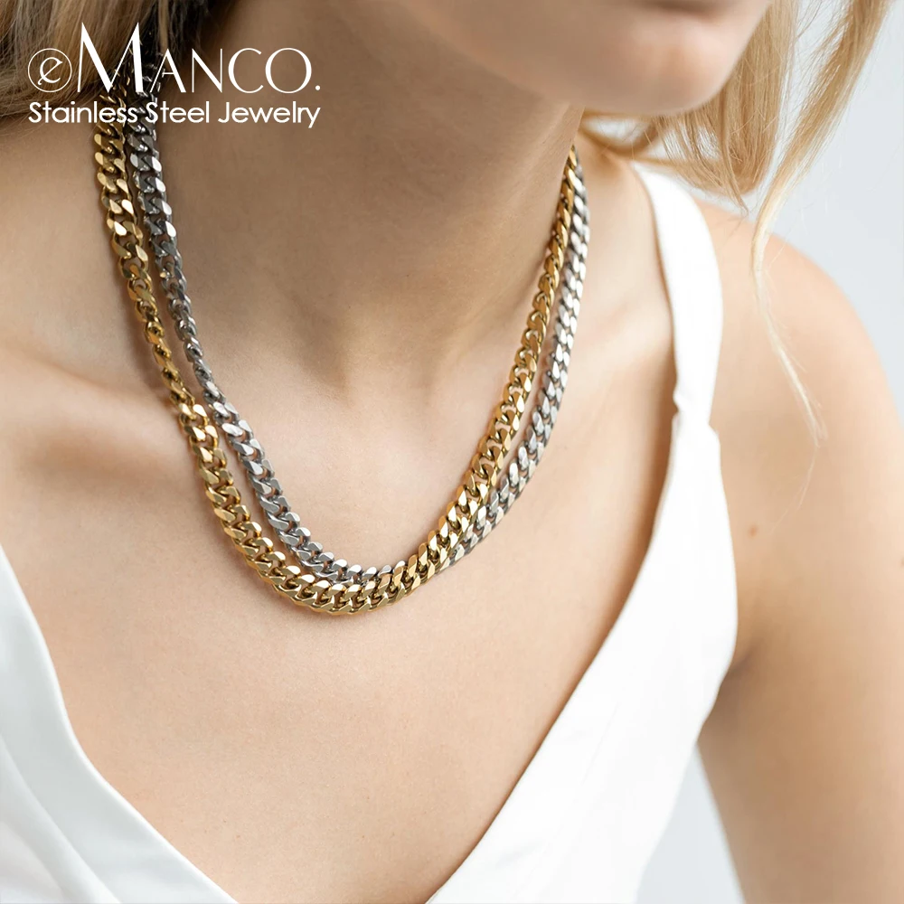 EManco Multiple Choice Cuban Link Chain Necklace Stainless Steel Women Men Choker Colar Hip Hop Punk Jewelry - Image 6