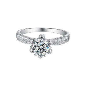 Fine Jewelry Custom logo 1.0ct halo Ring 925 Sterling Silver Ring Jewelry Moissanite Diamond Women