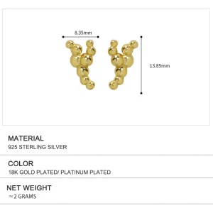 Wuqie 925 Sterling Silver Simple Y Shaped Round Ball Earrings Solid Beads Stud Earrings