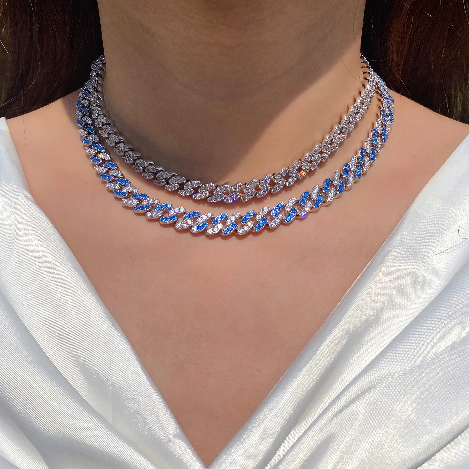 TOP ICY New Arrival Fashion 8mm Pink Cubic Cuban Link Chain Rose Gold Platinum Plated CZ Women Jewelry Necklace - Image 2