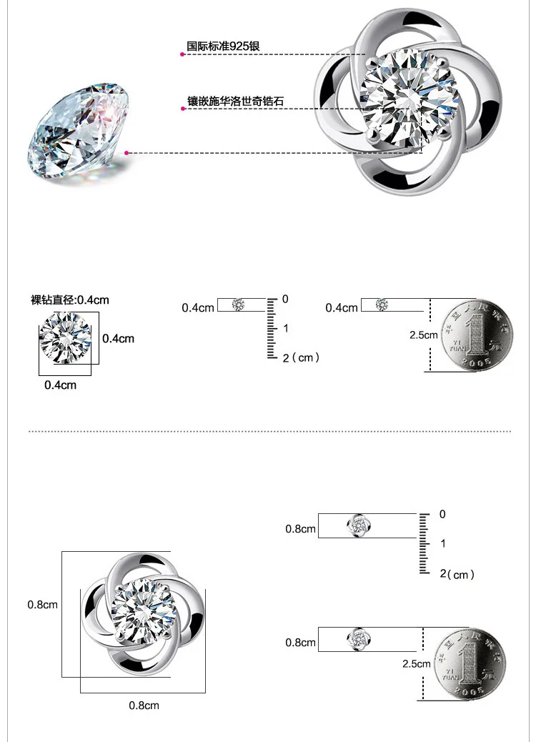 Chic Bright and Happy Four Leaf Clover Earrings Zircon Inlaid Earring Hollow Earring