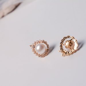 Wholesale 14k Gold-plated Earring Jewelry Women's Leaves Zircon Earrings Natural Freshwater Pearl Earrings