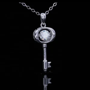 Yingma Fashion Jewelry Gift for Women Silver 925 Moissanite Diamond Past test 0.5 Carat Moissanite Key Pendant Necklace