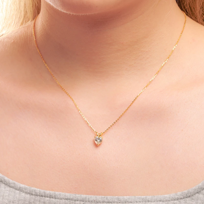 Drop Shipping Fine Jewelry 100% 925 Sterling Silver 1ct Heart Cut D Color VVS Moissanite Solitaire Pendant Necklace - Image 3
