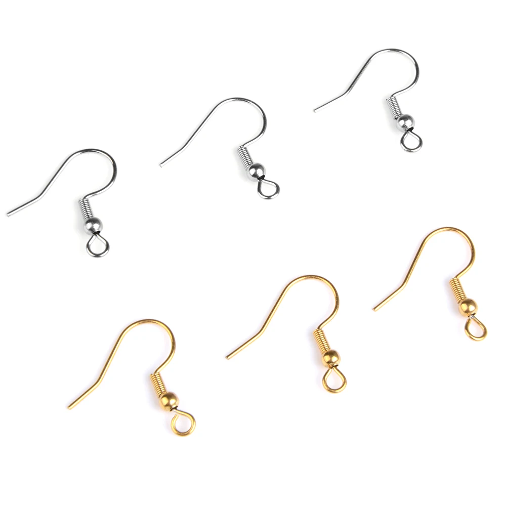 Silver Gold Plated Spring Ball Dangle Ear Wire Stainless Steel Earring Hooks for DIY Jewelry Making - Image 6