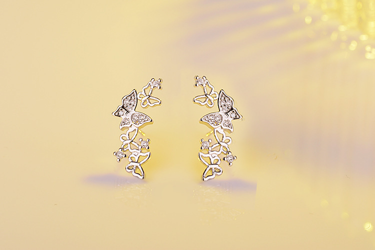 Chic Refined Women's Elegant Cute Butterfly Inlaid AAA Zircon Ear Stud Earrings Fashion Jewelry - Image 3