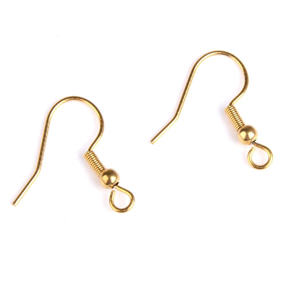 Silver Gold Plated Spring Ball Dangle Ear Wire Stainless Steel Earring Hooks for DIY Jewelry Making - Image 2