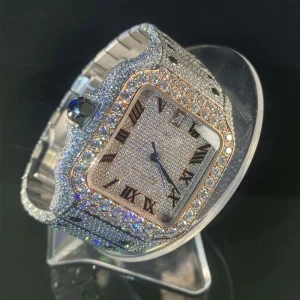 Fully Iced Out Hand Setting Vvs Moissanite Diamond Watch