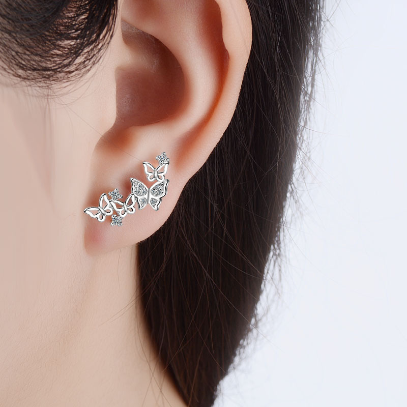 Chic Refined Women's Elegant Cute Butterfly Inlaid AAA Zircon Ear Stud Earrings Fashion Jewelry - Image 2
