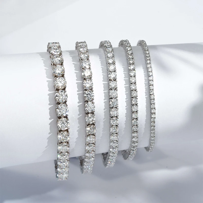 Ready to Ship 2024 Hot Sale Diamond Jewelry Gold Plated 925 Silver Moissanite Tennis Bracelet - Image 6