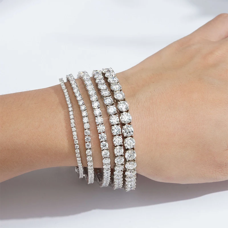 Ready to Ship 2024 Hot Sale Diamond Jewelry Gold Plated 925 Silver Moissanite Tennis Bracelet - Image 3