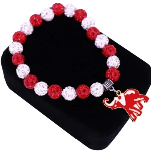 Drop Shipping White Red Disc Ball Beads Greek Letter DST Elephant Charm Sorority Bracelets Sigma Theta Jewelry