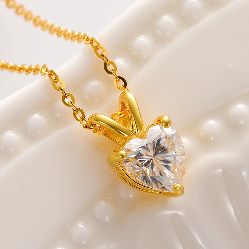 Drop Shipping Fine Jewelry 100% 925 Sterling Silver 1ct Heart Cut D Color VVS Moissanite Solitaire Pendant Necklace - Image 6