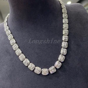 2022 Exquisite Square Shape Latest Luxury Design 18K Gold Big Diamond Round Necklace