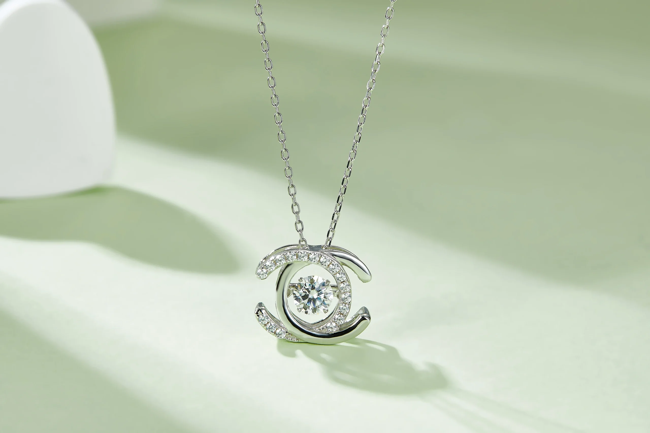 S925 Sterling Silver Moissanite Pendant Necklace Adjustable Lightweight Rhodium Plated Boho Bridal Fine Jewelry Gift for Women