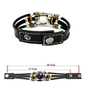 Zodiac Sign Genuine Horoscope Leather Bracelet Aries Taurus Gemini Cancer Leo Virgo Libra Scorpio Sagittarius Aquarius Bracelet