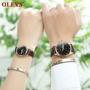 Factory Custom Logo Watch  PU Leather StrapStainless Steel Strap Quartz WristWatches for Couple  Men and Women Water-proof Watch