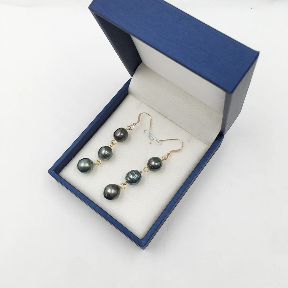 Nature Tahitian Sea Salt Pearl Earring,fashion 14K Gold Filled Drop Earrings for Wedding 8-10 mm Baroque Pearl - Image 6