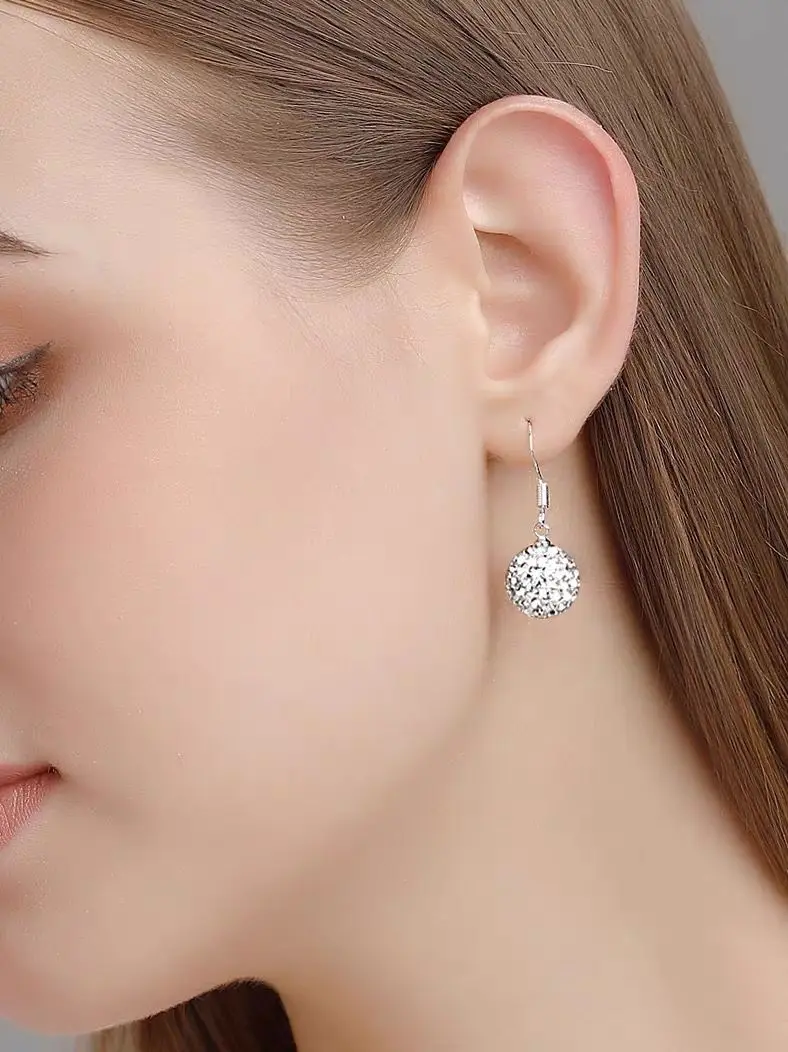 Factory Wholesale High Quality Super Shiny Zircon 925 Silver Earring for Women Jewelry Wholesale Gift Drop Ball Earrings - Image 5