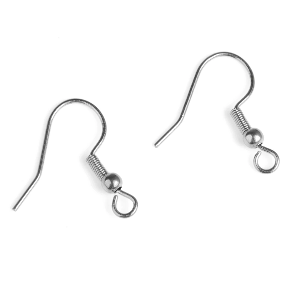 Silver Gold Plated Spring Ball Dangle Ear Wire Stainless Steel Earring Hooks for DIY Jewelry Making