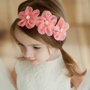 10 Color Cute Children Big Flower Little Girl Hair Band Lovely Baby Chiffon Soft Elastic Hairband with Diamond Hair Accessories