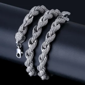 Hip Hop Iced Out Jewellery Cz Zircon Stone Twisted Spiral Cuban Link Chain Real Gold Plated Cuban Chain Rapper for Man