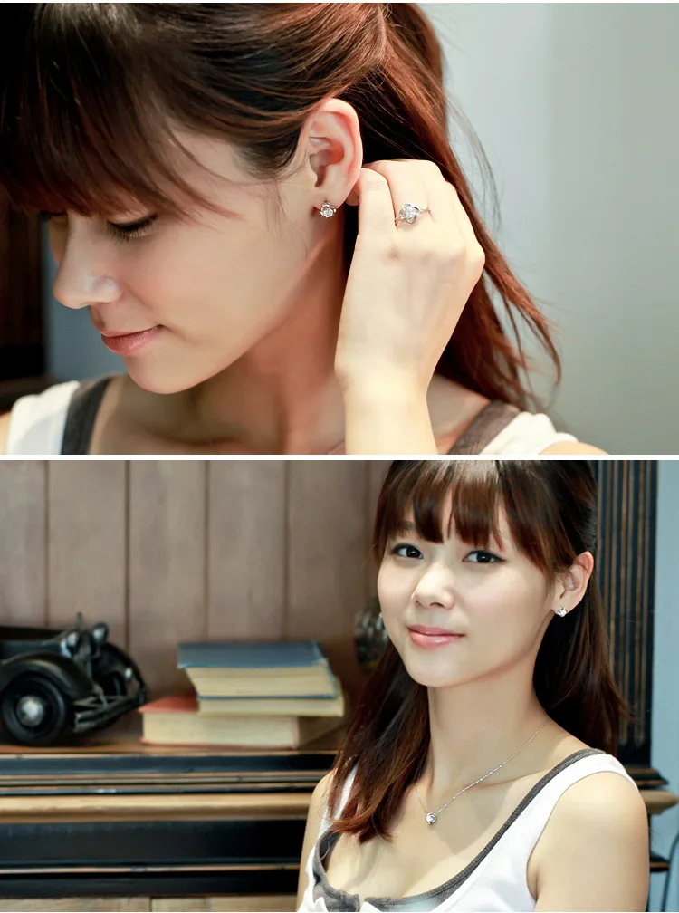 Chic Bright and Happy Four Leaf Clover Earrings Zircon Inlaid Earring Hollow Earring - Image 3