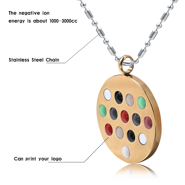 Body Health 14-in-1 Energy Balance Stainless Steel Geometric Pendant Gold Plated Trendy Jewelry for Children - Image 3