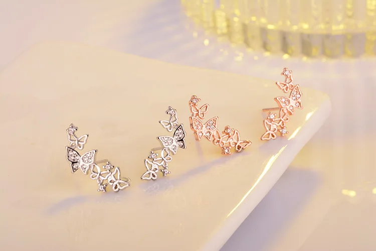 Chic Refined Women's Elegant Cute Butterfly Inlaid AAA Zircon Ear Stud Earrings Fashion Jewelry - Image 4